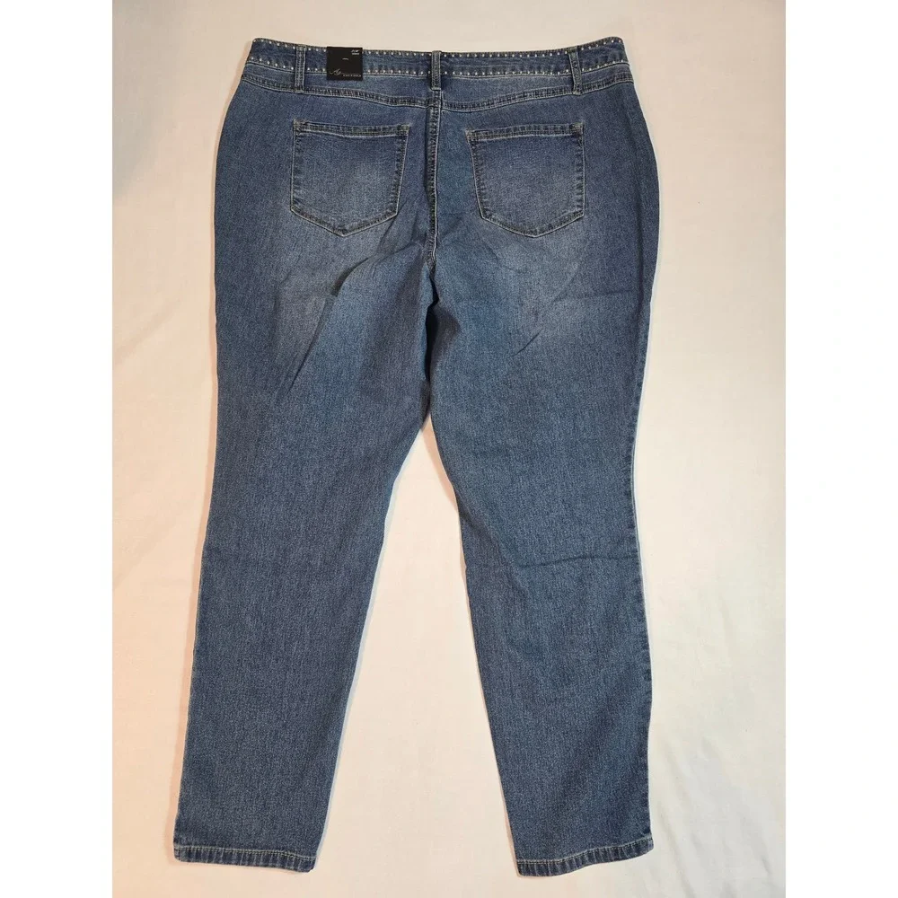 A3 Denim Skinny‎ Jeans Women's Size 20W Embellished Waist Blue Stretch New